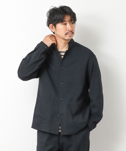 NOLLEY’S（ノーリーズ）の「《セットアップ対応》LANATEC ウーステッドサージストレッチ マオカラーシャツブルゾン（ブルゾン・メンズ・ブラック/グレー/ダークネイビー・S/M/L/XL）」の16枚目の写真