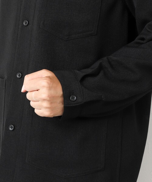 NOLLEY’S（ノーリーズ）の「《セットアップ対応》LANATEC ウーステッドサージストレッチ マオカラーシャツブルゾン（ブルゾン・メンズ・ブラック/グレー/ダークネイビー・S/M/L/XL）」の4枚目の写真