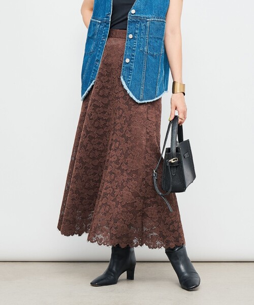 NOLLEY’S（ノーリーズ）の「ウォッシャブルレースマーメイドスカート（スカート・レディース・ブラウン/ホワイト・38/36）」の2枚目の写真