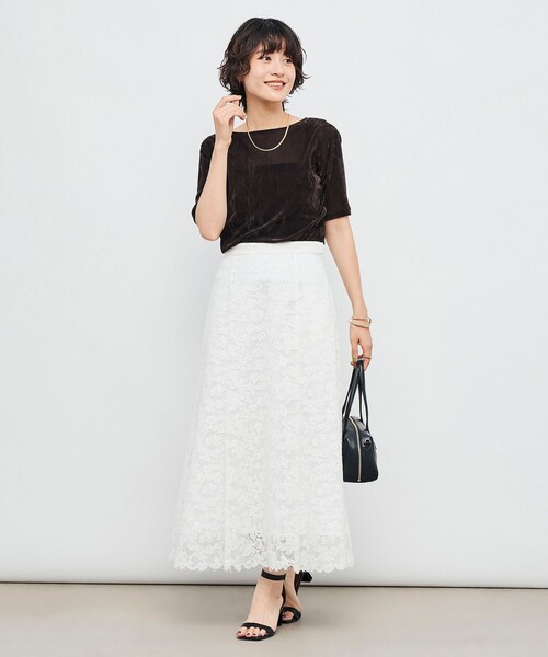 NOLLEY’S（ノーリーズ）の「ウォッシャブルレースマーメイドスカート（スカート・レディース・ブラウン/ホワイト・38/36）」の13枚目の写真