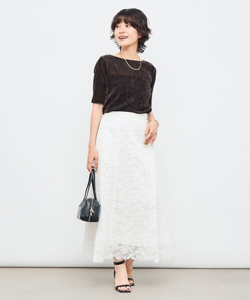 NOLLEY’S（ノーリーズ）の「ウォッシャブルレースマーメイドスカート（スカート・レディース・ブラウン/ホワイト・38/36）」の14枚目の写真