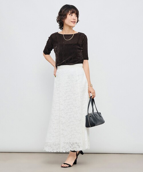 NOLLEY’S（ノーリーズ）の「ウォッシャブルレースマーメイドスカート（スカート・レディース・ブラウン/ホワイト・38/36）」の15枚目の写真