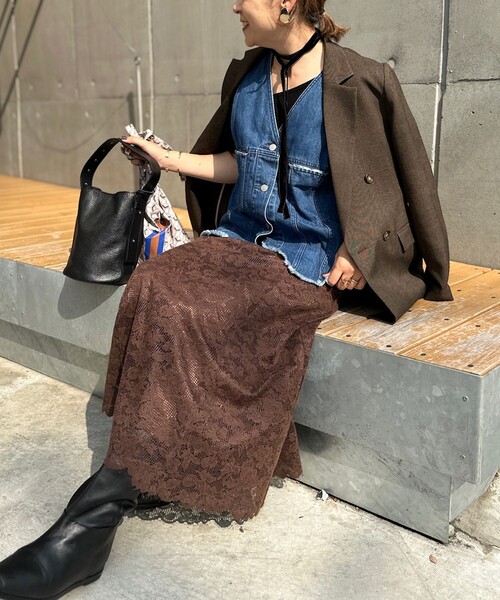 NOLLEY’S（ノーリーズ）の「ウォッシャブルレースマーメイドスカート（スカート・レディース・ブラウン/ホワイト・38/36）」の21枚目の写真