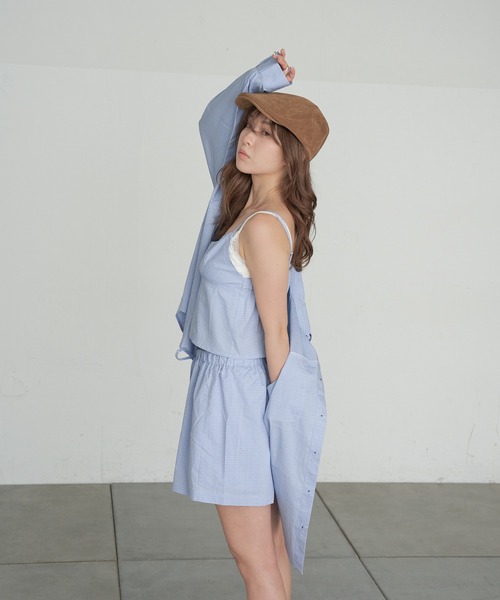 RAY CASSIN（レイカズン）の「【セットアップ/3点セット】ルーズチェックシャツフリルキャミSET（シャツ/ブラウス・レディース・ネイビー/ピンク系その他2/ブルー系その他2・FREE）」の18枚目の写真
