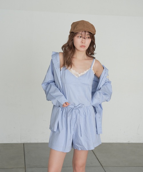 RAY CASSIN（レイカズン）の「【セットアップ/3点セット】ルーズチェックシャツフリルキャミSET（シャツ/ブラウス・レディース・ネイビー/ピンク系その他2/ブルー系その他2・FREE）」の20枚目の写真