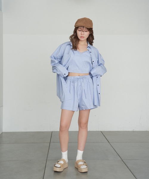 RAY CASSIN（レイカズン）の「【セットアップ/3点セット】ルーズチェックシャツフリルキャミSET（シャツ/ブラウス・レディース・ネイビー/ピンク系その他2/ブルー系その他2・FREE）」の21枚目の写真