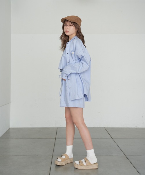 RAY CASSIN（レイカズン）の「【セットアップ/3点セット】ルーズチェックシャツフリルキャミSET（シャツ/ブラウス・レディース・ネイビー/ピンク系その他2/ブルー系その他2・FREE）」の22枚目の写真