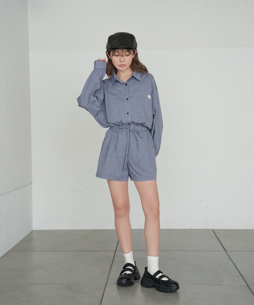 RAY CASSIN（レイカズン）の「【セットアップ/3点セット】ルーズチェックシャツフリルキャミSET（シャツ/ブラウス・レディース・ネイビー/ピンク系その他2/ブルー系その他2・FREE）」の12枚目の写真