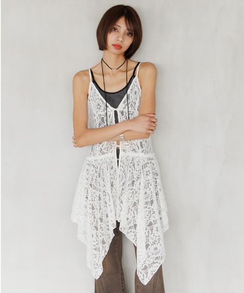 PAGEBOY(ページボーイ)の「イレヘムレースワンピース(ワンピース・レディース・オフホワイト/ブラック・FREE)」の2枚目の写真