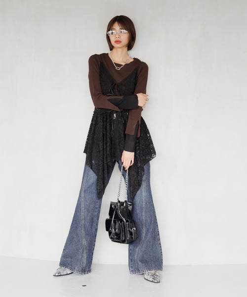 PAGEBOY(ページボーイ)の「イレヘムレースワンピース(ワンピース・レディース・オフホワイト/ブラック・FREE)」の3枚目の写真