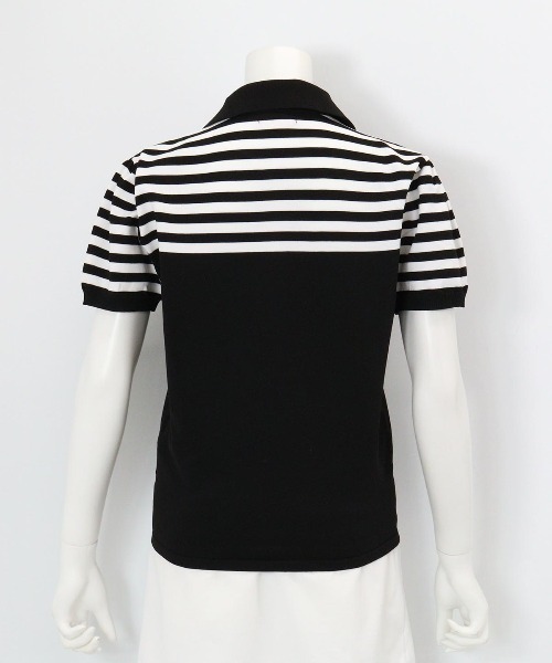 archivio(アルチビオ)の「<LADIES>ボーダー切替ニットポロシャツ(ニット/セーター・レディース・ブラック・S/M)」の3枚目の写真