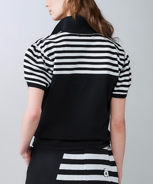archivio(アルチビオ)の「<LADIES>ボーダー切替ニットポロシャツ(ニット/セーター・レディース・ブラック・S/M)」の7枚目の写真