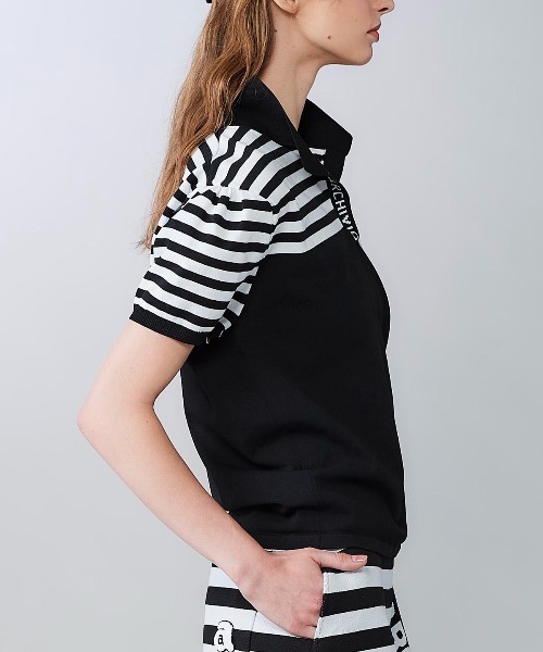 archivio(アルチビオ)の「<LADIES>ボーダー切替ニットポロシャツ(ニット/セーター・レディース・ブラック・S/M)」の8枚目の写真