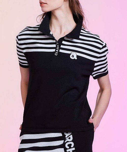 archivio(アルチビオ)の「<LADIES>ボーダー切替ニットポロシャツ(ニット/セーター・レディース・ブラック・S/M)」の10枚目の写真