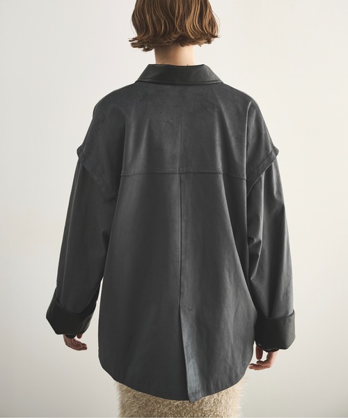 合革襟配色フェイクスエードジャケット（カバーオール）｜LOSCa