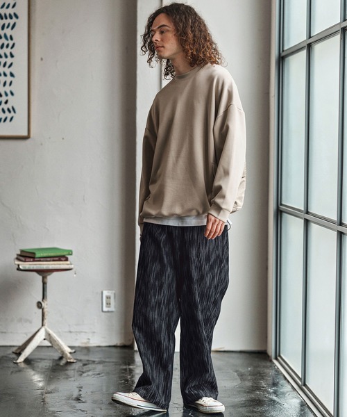 CAMBIO(カンビオ)の「mp13966- Denim Jacquard Wide Straight Pants ワイドストレートパンツ(CAM25AW-012)(その他パンツ・メンズ・ブラック/ネイビー/ライトインディゴブルー・L/M/S)」の4枚目の写真