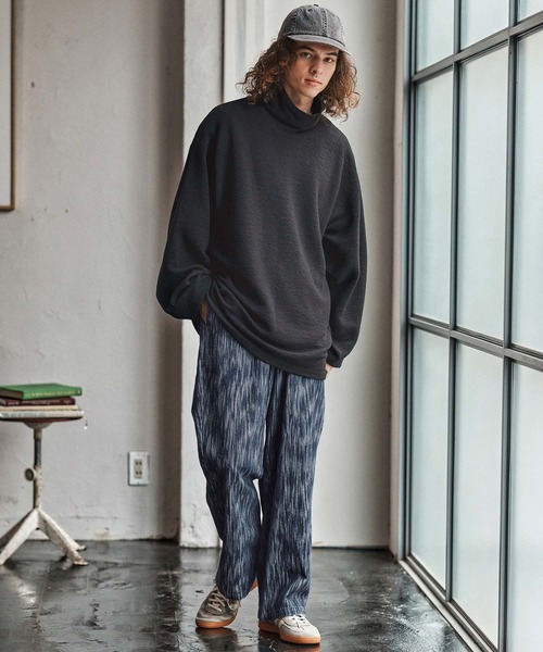 CAMBIO(カンビオ)の「mp13966- Denim Jacquard Wide Straight Pants ワイドストレートパンツ(CAM25AW-012)(その他パンツ・メンズ・ブラック/ネイビー/ライトインディゴブルー・L/M/S)」の9枚目の写真