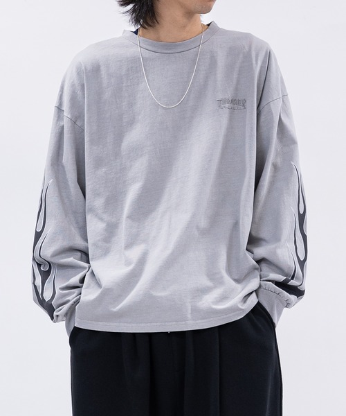 THRASHER（スラッシャー）の「【at】〔THRASHER/スラッシャー〕アソートアート ピグメント ロンT GONZ/SKATE GOAT/FLAME（Tシャツ/カットソー・メンズ・ネイビー/ピンク/ブラウン/チャコールグレー/ライトグレー系2/ライトグレー系1/ブラウン系2/ブラウン系1/グレー系2/ピンク系2/ピンク系1/グレー系1・MEDIUM/LARGE）」の2枚目の写真