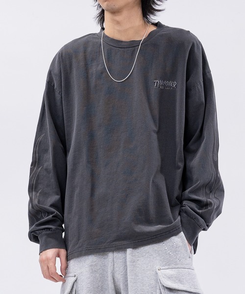 THRASHER（スラッシャー）の「【at】〔THRASHER/スラッシャー〕アソートアート ピグメント ロンT GONZ/SKATE GOAT/FLAME（Tシャツ/カットソー・メンズ・ネイビー/ピンク/ブラウン/チャコールグレー/ライトグレー系2/ライトグレー系1/ブラウン系2/ブラウン系1/グレー系2/ピンク系2/ピンク系1/グレー系1・MEDIUM/LARGE）」の4枚目の写真