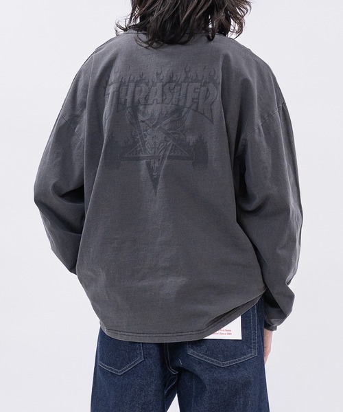 THRASHER（スラッシャー）の「【at】〔THRASHER/スラッシャー〕アソートアート ピグメント ロンT GONZ/SKATE GOAT/FLAME（Tシャツ/カットソー・メンズ・ネイビー/ピンク/ブラウン/チャコールグレー/ライトグレー系2/ライトグレー系1/ブラウン系2/ブラウン系1/グレー系2/ピンク系2/ピンク系1/グレー系1・MEDIUM/LARGE）」の5枚目の写真