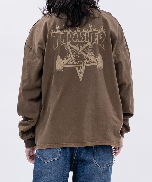 THRASHER（スラッシャー）の「【at】〔THRASHER/スラッシャー〕アソートアート ピグメント ロンT GONZ/SKATE GOAT/FLAME（Tシャツ/カットソー・メンズ・ネイビー/ピンク/ブラウン/チャコールグレー/ライトグレー系2/ライトグレー系1/ブラウン系2/ブラウン系1/グレー系2/ピンク系2/ピンク系1/グレー系1・MEDIUM/LARGE）」の8枚目の写真
