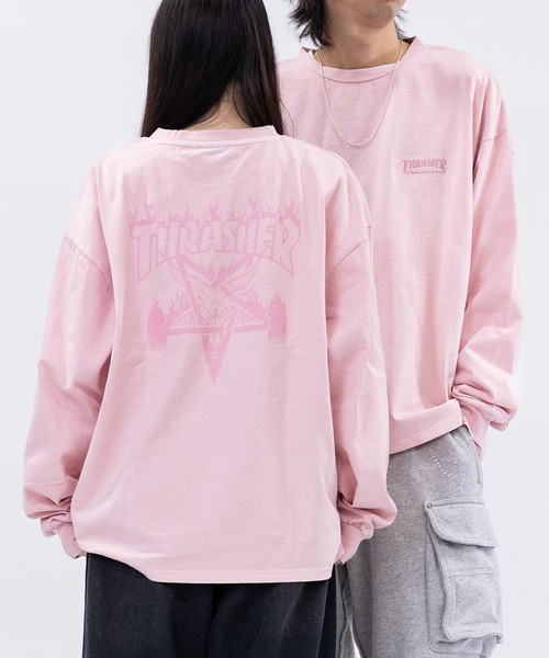 THRASHER（スラッシャー）の「【at】〔THRASHER/スラッシャー〕アソートアート ピグメント ロンT GONZ/SKATE GOAT/FLAME（Tシャツ/カットソー・メンズ・ネイビー/ピンク/ブラウン/チャコールグレー/ライトグレー系2/ライトグレー系1/ブラウン系2/ブラウン系1/グレー系2/ピンク系2/ピンク系1/グレー系1・MEDIUM/LARGE）」の12枚目の写真