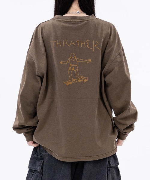 THRASHER（スラッシャー）の「【at】〔THRASHER/スラッシャー〕アソートアート ピグメント ロンT GONZ/SKATE GOAT/FLAME（Tシャツ/カットソー・メンズ・ネイビー/ピンク/ブラウン/チャコールグレー/ライトグレー系2/ライトグレー系1/ブラウン系2/ブラウン系1/グレー系2/ピンク系2/ピンク系1/グレー系1・MEDIUM/LARGE）」の6枚目の写真