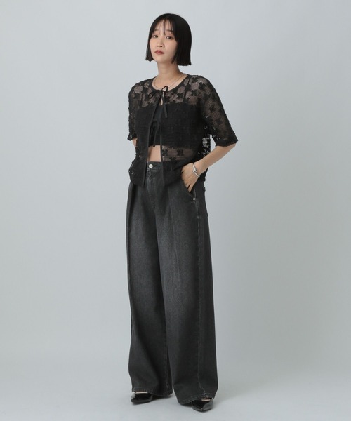 LOWRYS FARM(ローリーズファーム)の「メッシュフラワー2WAYカーディガン 579529(カーディガン/ボレロ・レディース・ブラウン/アイボリー/ブラック・FREE)」の15枚目の写真