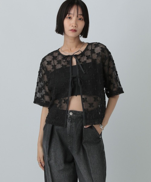 LOWRYS FARM(ローリーズファーム)の「メッシュフラワー2WAYカーディガン 579529(カーディガン/ボレロ・レディース・ブラウン/アイボリー/ブラック・FREE)」の16枚目の写真