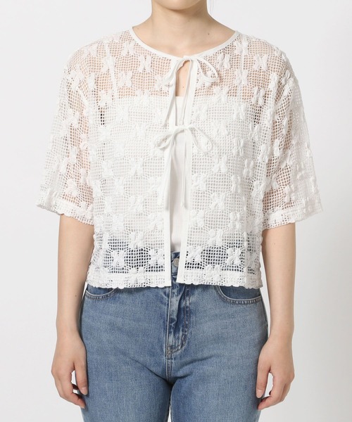 LOWRYS FARM(ローリーズファーム)の「メッシュフラワー2WAYカーディガン 579529(カーディガン/ボレロ・レディース・ブラウン/アイボリー/ブラック・FREE)」の18枚目の写真