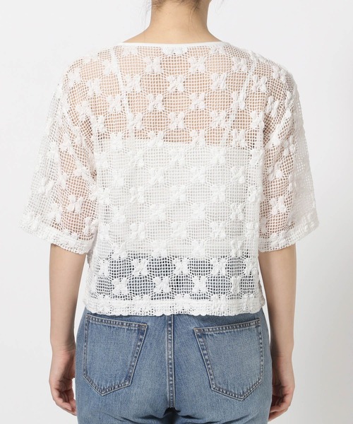 LOWRYS FARM(ローリーズファーム)の「メッシュフラワー2WAYカーディガン 579529(カーディガン/ボレロ・レディース・ブラウン/アイボリー/ブラック・FREE)」の8枚目の写真