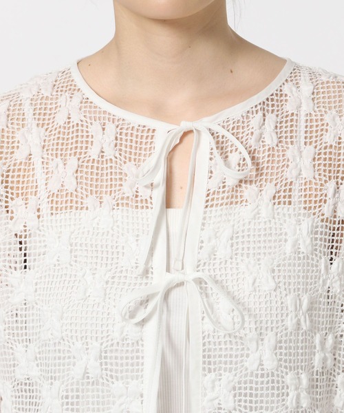 LOWRYS FARM(ローリーズファーム)の「メッシュフラワー2WAYカーディガン 579529(カーディガン/ボレロ・レディース・ブラウン/アイボリー/ブラック・FREE)」の9枚目の写真