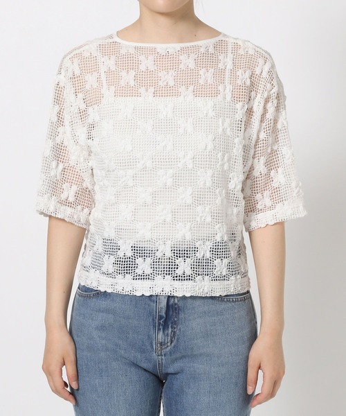 LOWRYS FARM(ローリーズファーム)の「メッシュフラワー2WAYカーディガン 579529(カーディガン/ボレロ・レディース・ブラウン/アイボリー/ブラック・FREE)」の13枚目の写真