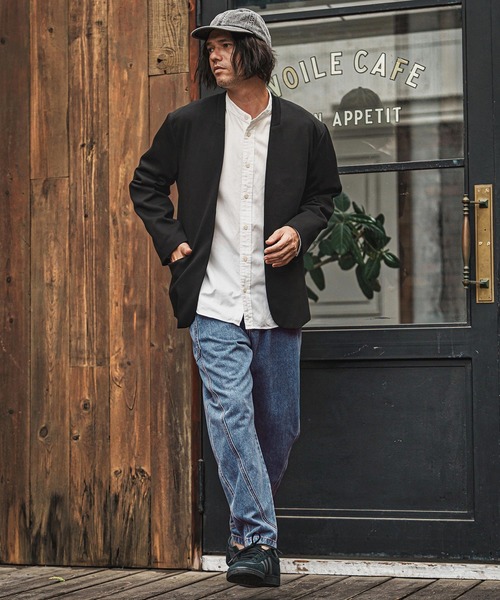 CAMBIO(カンビオ)の「mj11004- リラックスポンチノーカラージャケット(CMB-R0176)(ノーカラージャケット・メンズ・ブラック/ネイビー/チャコール・S/M/L)」の20枚目の写真