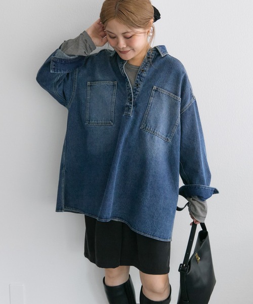セール】【＠noricorico102企画】ヴィンテージライク デニムチュニック