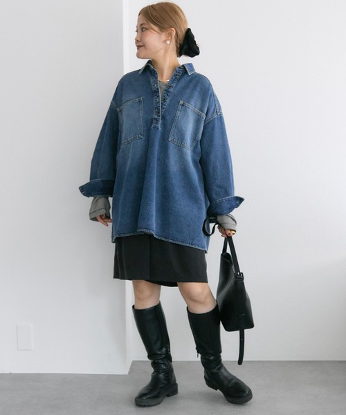 セール】【＠noricorico102企画】ヴィンテージライク デニムチュニック
