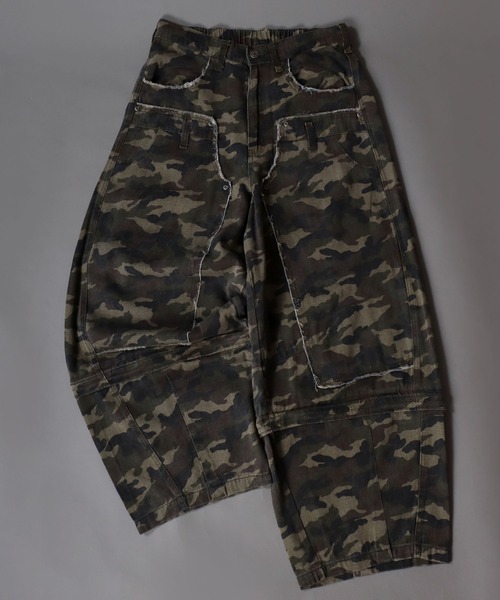 SITRY（シトリー）の「2WAY Double Knee Curve Silhouette Denim ＆ Camouflage Pants/ダブルニー カーブデニムパンツ ワイドデニムパンツ（デニムパンツ・メンズ・ブラック/グリーン系その他・M/L）」の8枚目の写真