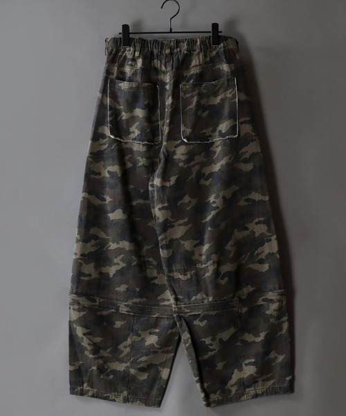 SITRY（シトリー）の「2WAY Double Knee Curve Silhouette Denim ＆ Camouflage Pants/ダブルニー カーブデニムパンツ ワイドデニムパンツ（デニムパンツ・メンズ・ブラック/グリーン系その他・M/L）」の4枚目の写真