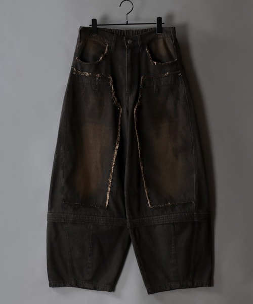 SITRY（シトリー）の「2WAY Double Knee Curve Silhouette Denim ＆ Camouflage Pants/ダブルニー カーブデニムパンツ ワイドデニムパンツ（デニムパンツ・メンズ・ブラック/グリーン系その他・M/L）」の7枚目の写真