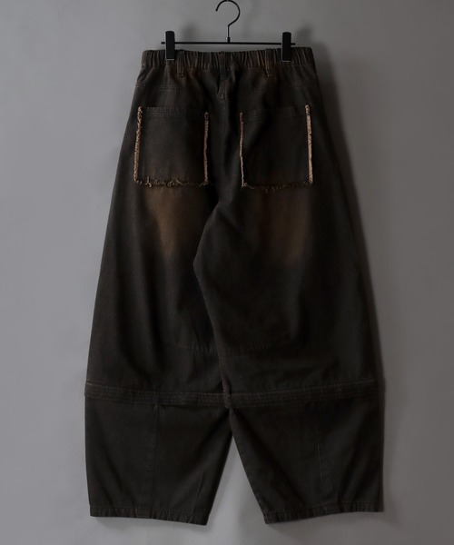 SITRY（シトリー）の「2WAY Double Knee Curve Silhouette Denim ＆ Camouflage Pants/ダブルニー カーブデニムパンツ ワイドデニムパンツ（デニムパンツ・メンズ・ブラック/グリーン系その他・M/L）」の6枚目の写真