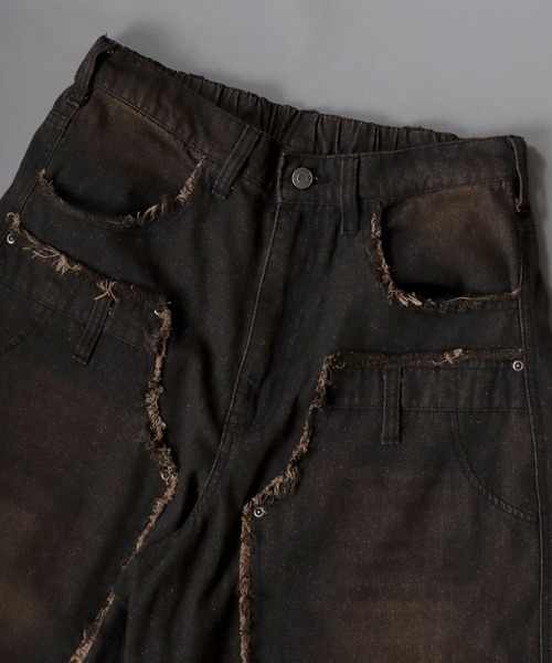 SITRY（シトリー）の「2WAY Double Knee Curve Silhouette Denim ＆ Camouflage Pants/ダブルニー カーブデニムパンツ ワイドデニムパンツ（デニムパンツ・メンズ・ブラック/グリーン系その他・M/L）」の3枚目の写真