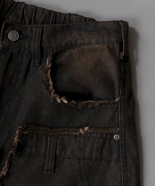 SITRY（シトリー）の「2WAY Double Knee Curve Silhouette Denim ＆ Camouflage Pants/ダブルニー カーブデニムパンツ ワイドデニムパンツ（デニムパンツ・メンズ・ブラック/グリーン系その他・M/L）」の19枚目の写真