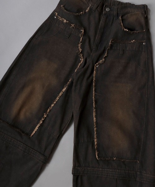 SITRY（シトリー）の「2WAY Double Knee Curve Silhouette Denim ＆ Camouflage Pants/ダブルニー カーブデニムパンツ ワイドデニムパンツ（デニムパンツ・メンズ・ブラック/グリーン系その他・M/L）」の17枚目の写真