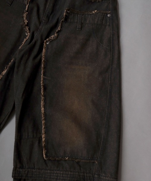 SITRY（シトリー）の「2WAY Double Knee Curve Silhouette Denim ＆ Camouflage Pants/ダブルニー カーブデニムパンツ ワイドデニムパンツ（デニムパンツ・メンズ・ブラック/グリーン系その他・M/L）」の16枚目の写真