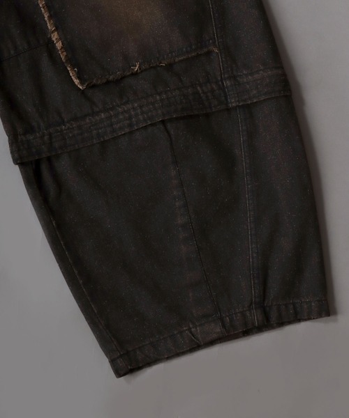 SITRY（シトリー）の「2WAY Double Knee Curve Silhouette Denim ＆ Camouflage Pants/ダブルニー カーブデニムパンツ ワイドデニムパンツ（デニムパンツ・メンズ・ブラック/グリーン系その他・M/L）」の15枚目の写真