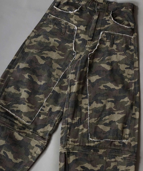 SITRY（シトリー）の「2WAY Double Knee Curve Silhouette Denim ＆ Camouflage Pants/ダブルニー カーブデニムパンツ ワイドデニムパンツ（デニムパンツ・メンズ・ブラック/グリーン系その他・M/L）」の12枚目の写真