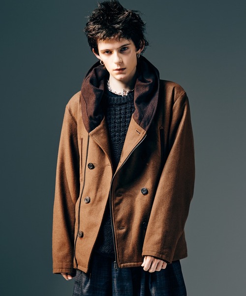 glamb（グラム）の「Carol Pea Coat / キャロルピーコート（ピーコート・メンズ・グレー/ブラウン/ネイビー・S/M/L）」の9枚目の写真