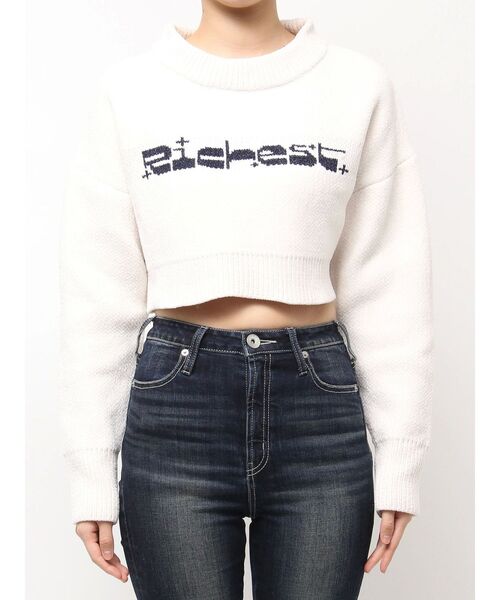 GYDA(ジェイダ)の「Richest ラメベロアモールショートニットトップス(ニット/セーター・レディース・ネイビー/パープル/オフホワイト・FREE)」の5枚目の写真