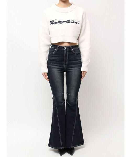 GYDA(ジェイダ)の「Richest ラメベロアモールショートニットトップス(ニット/セーター・レディース・ネイビー/パープル/オフホワイト・FREE)」の12枚目の写真