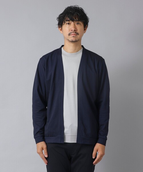 NOLLEY’S（ノーリーズ）の「【ACTIVE SECT】《限定展開》シルケットサーフニットボタンレスカーディガン 25AW（カーディガン/ボレロ・メンズ・ブルー/グレー/ネイビー・M/L/XL/S）」の8枚目の写真